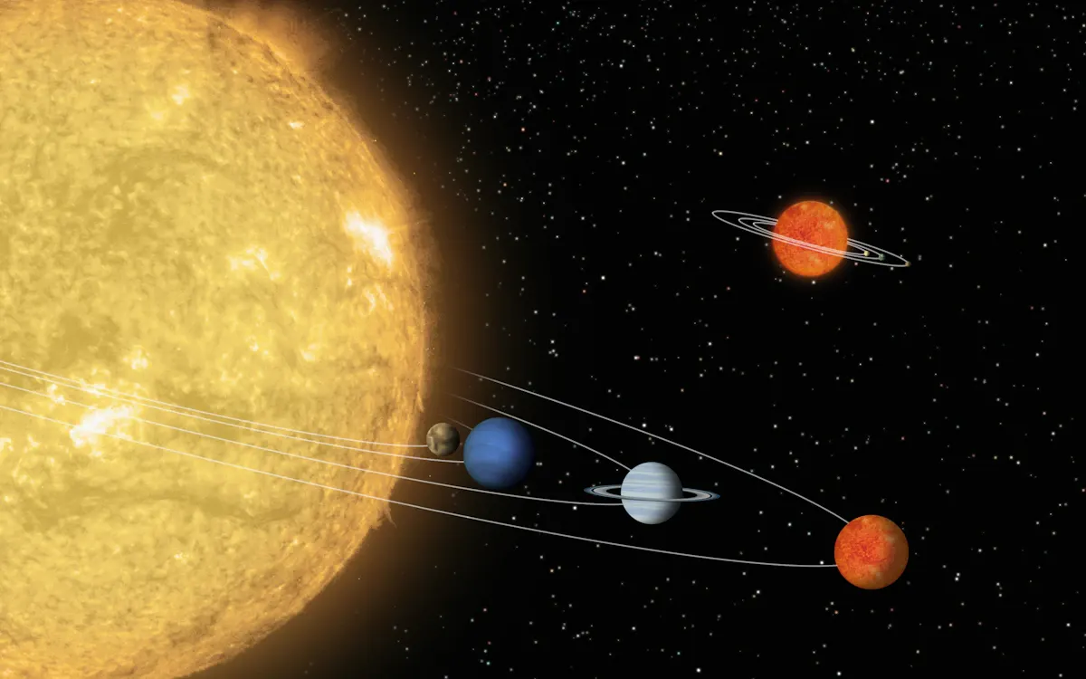 The sun and planets of the solar system